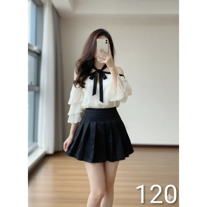 Set váy áo bí cúp ngực size S M mặc Tết cực xinh 748201