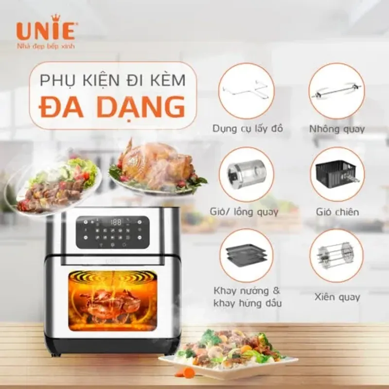 Nồi chiên không dầu UNIE UE-1000 12L, 14 chế độ nấu, bảng điều khiển cảm ứng một chạm 578129