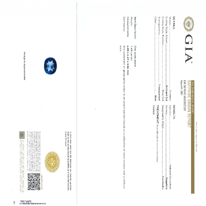 Nhẫn Sapphire PT900 1.45CT xuất xứ Campuchia 673020