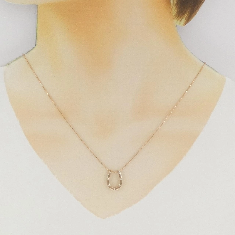 K18PG Mặt dây chuyền hình móng ngựa kim cương 0.09CT - Hàng hiệu Chính hãng 857364