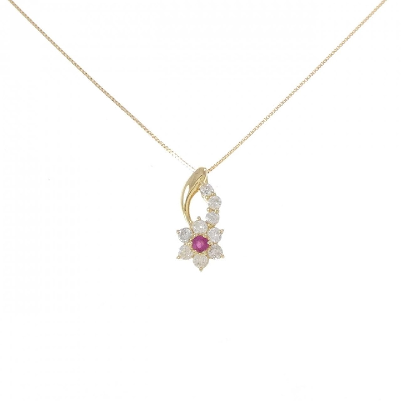 K18YG Hoa Hồng Ruby Dây Chuyền - Hàng hiệu Chính hãng 857614