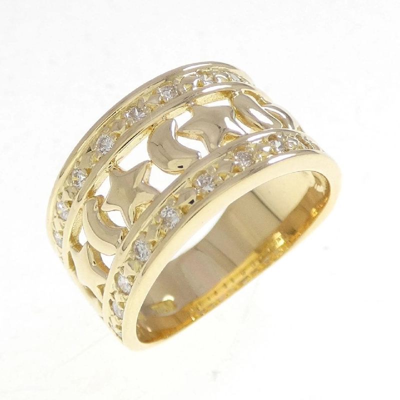 Nhẫn kim cương hình mặt trăng và ngôi sao 750YG - Hàng hiệu Authentic 853313