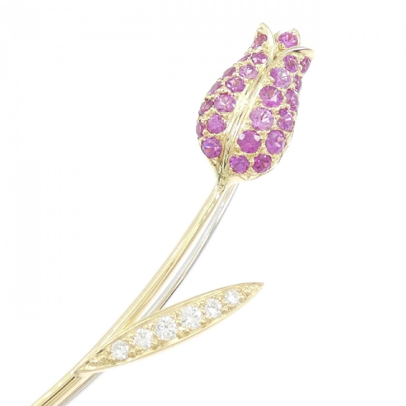K18YG/K18WG Hoa tulip Sapphire Brooch 0.80CT - Hàng hiệu Chính hãng 869603