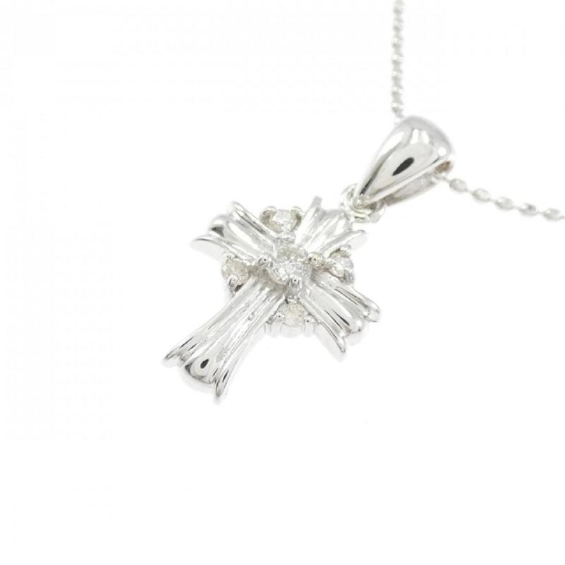 K18WG Dây chuyền kim cương chéo 0.09CT - Hàng hiệu Authentic 859503