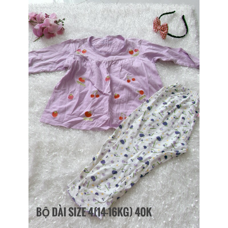 Bộ cotton phối cho bé gái size 4 137230