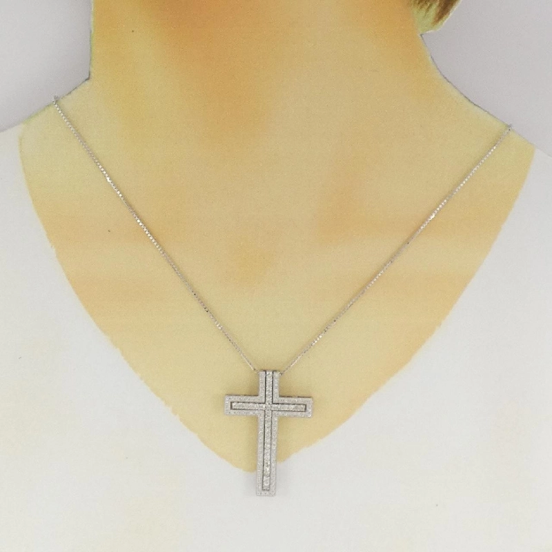 K18WG Dây chuyền kim cương chéo 0.55CT - Hàng hiệu Authentic 857963