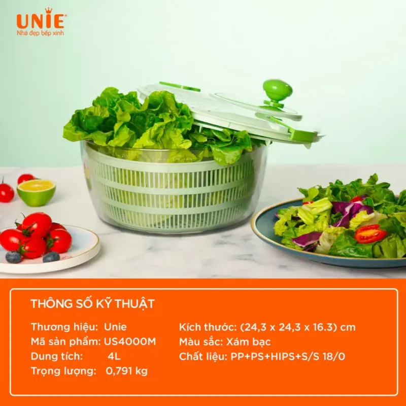 🏡 Bộ quay vắt đa năng UNIE US4000M – Trợ thủ nhà bếp thông minh 730722