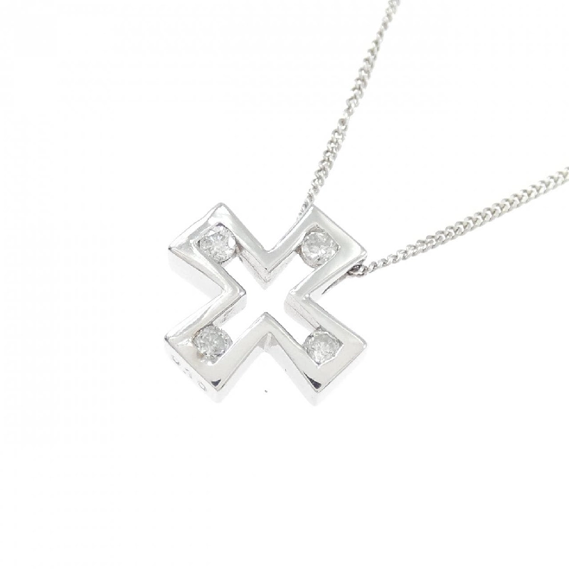 K14WG Dây chuyền kim cương chéo 0.10CT - Hàng hiệu Chính hãng 858999