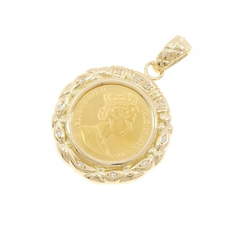 K18YG(khung) Dây chuyền đồng xu kim cương - Hàng hiệu Authentic 871745