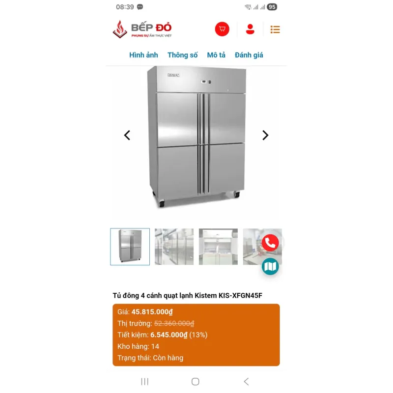 Tủ đông inox 4 cánh đã sử dụng được 4 tháng 934138