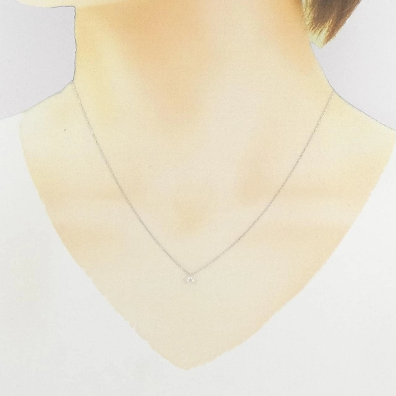 K18WG Solitaire Dây chuyền kim cương 0.092CT - Hàng hiệu Chính hãng 858274