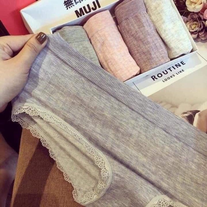 👙hộp 5  QUẦN LÓT COTTON MUJI vỏ trắng nữ 👙
❌ 85188