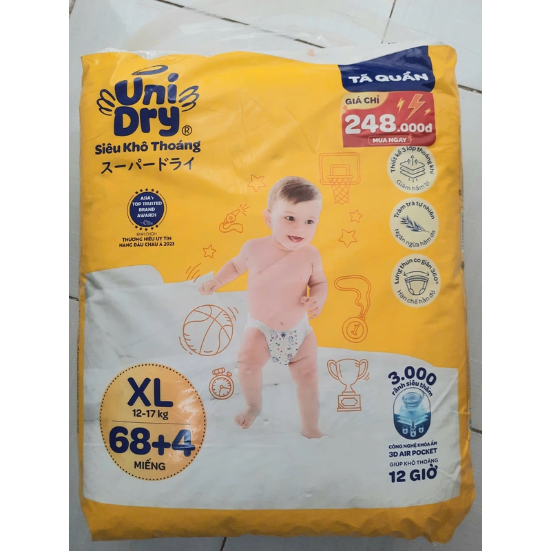 Tã quần UniDry Siêu Khô Thoáng Siêu Size XL (72 miếng) 357445