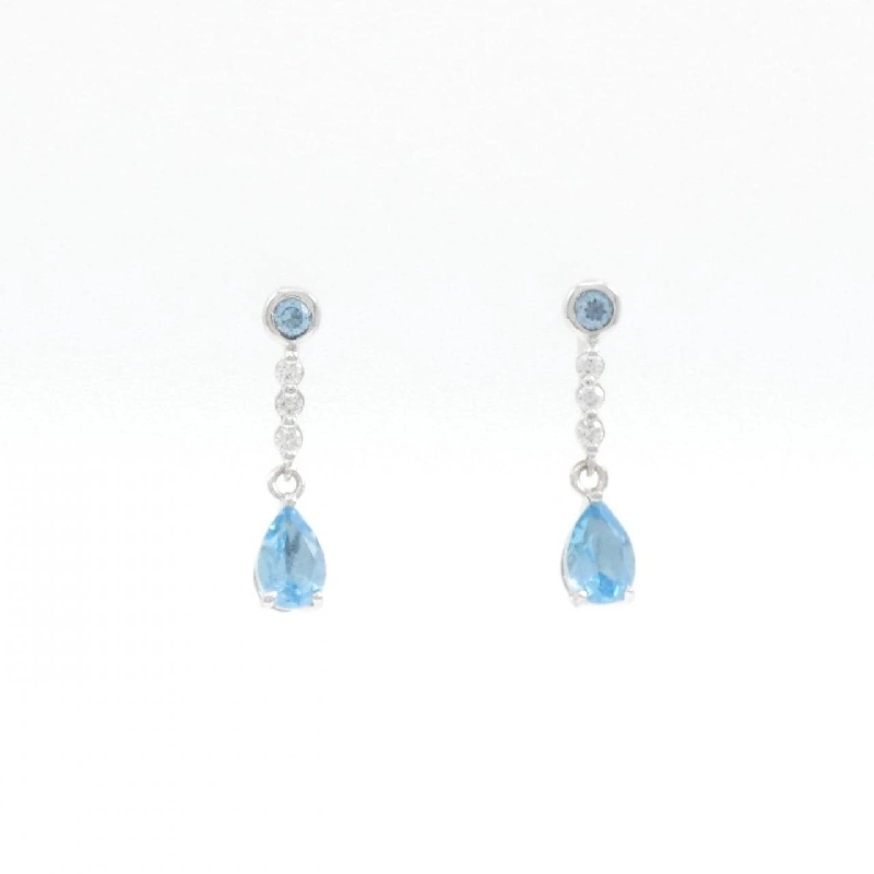 K18WG Ngọc xanh dương Bông tai 1.00CT - Hàng hiệu Chính hãng 870821