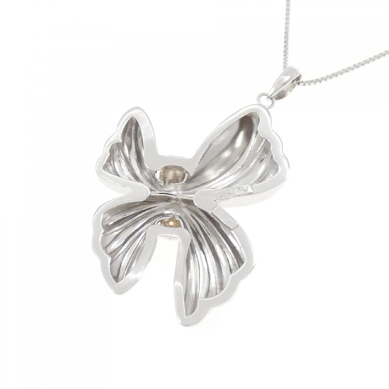 Dây chuyền kim cương K18WG/K18YG hình ruy băng 0.03CT - Hàng hiệu Authentic 858328