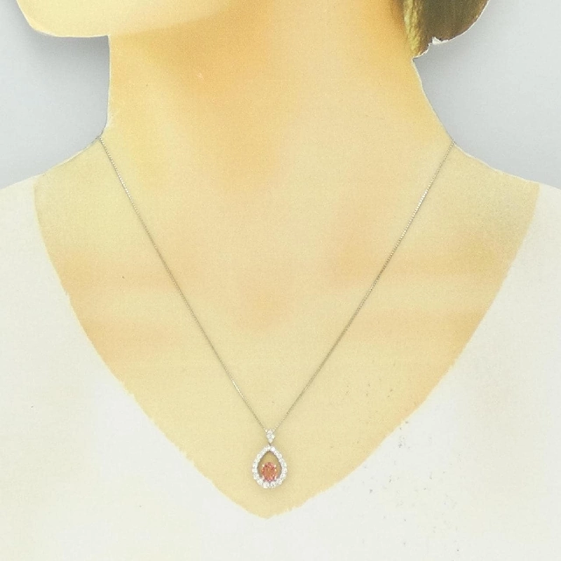 Dây chuyền sapphire padparadscha PT900/PT850 0.954CT - Hàng hiệu Authentic 860420