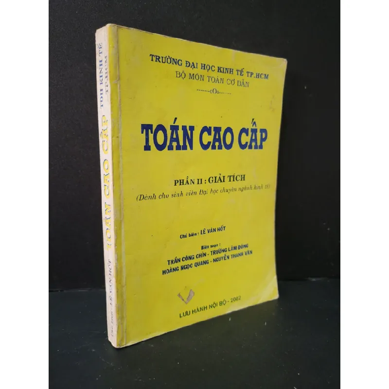 [Sách Cũ SCGR] Toán cao cấp phần 2 giải tích mới 80% bẩn bìa, ố 2002 Lê Văn Hốt HCM1604 GIÁO TRÌNH, CHUYÊN MÔN 676988