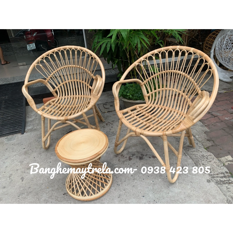Ghế đơn mây tự nhiên đuôi công 490095