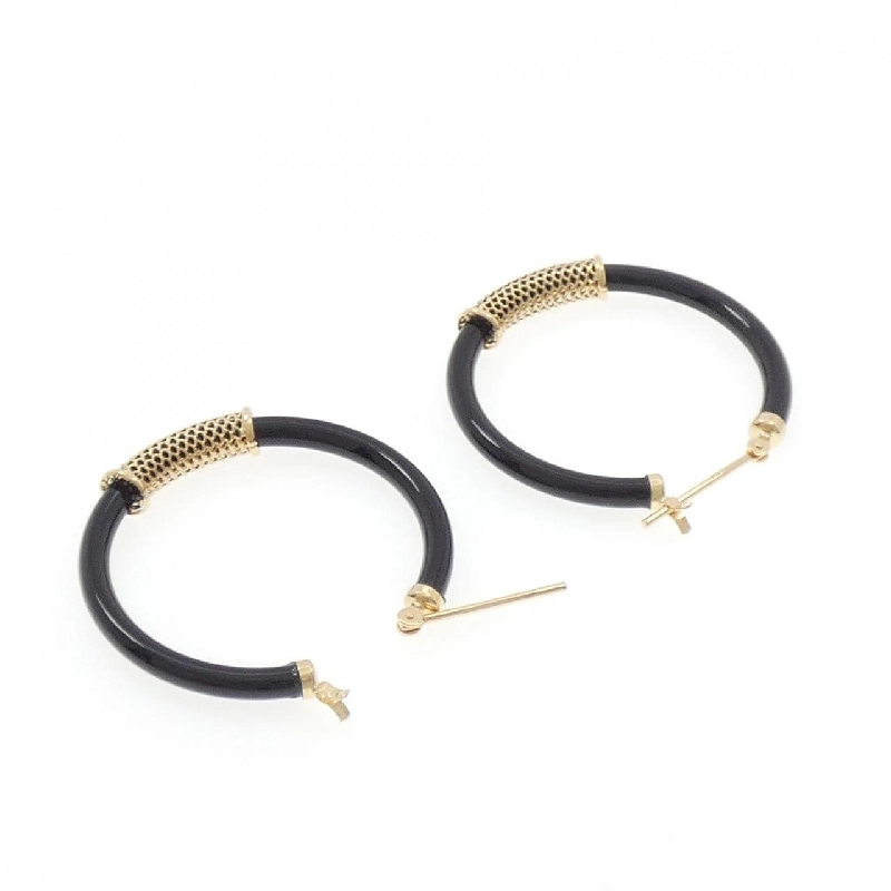 K18YG Khuyên tai Hoop Onyx - Hàng hiệu Chính hãng 869123