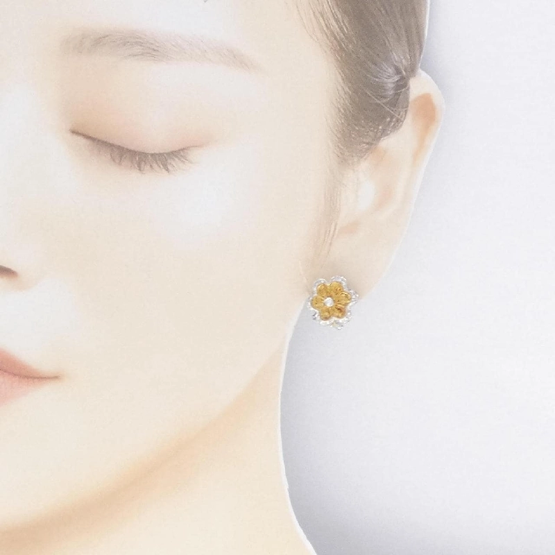 Bông tai hoa Citrine K18YG/K18WG - Hàng hiệu Authentic 877091