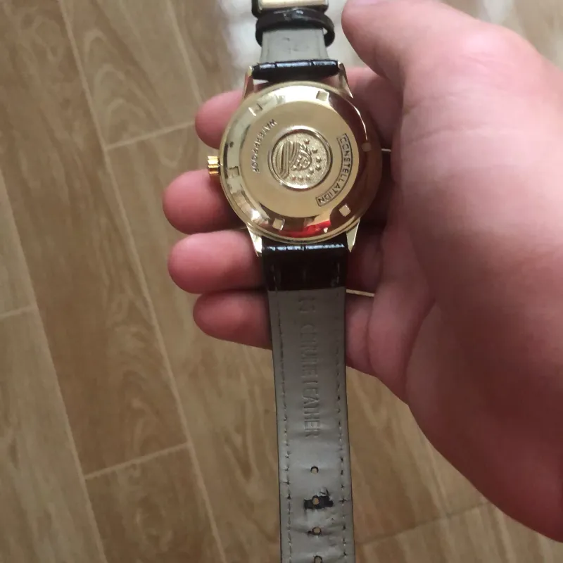 Đồng hồ da nam giới Omega Constellation màu vàng 926749