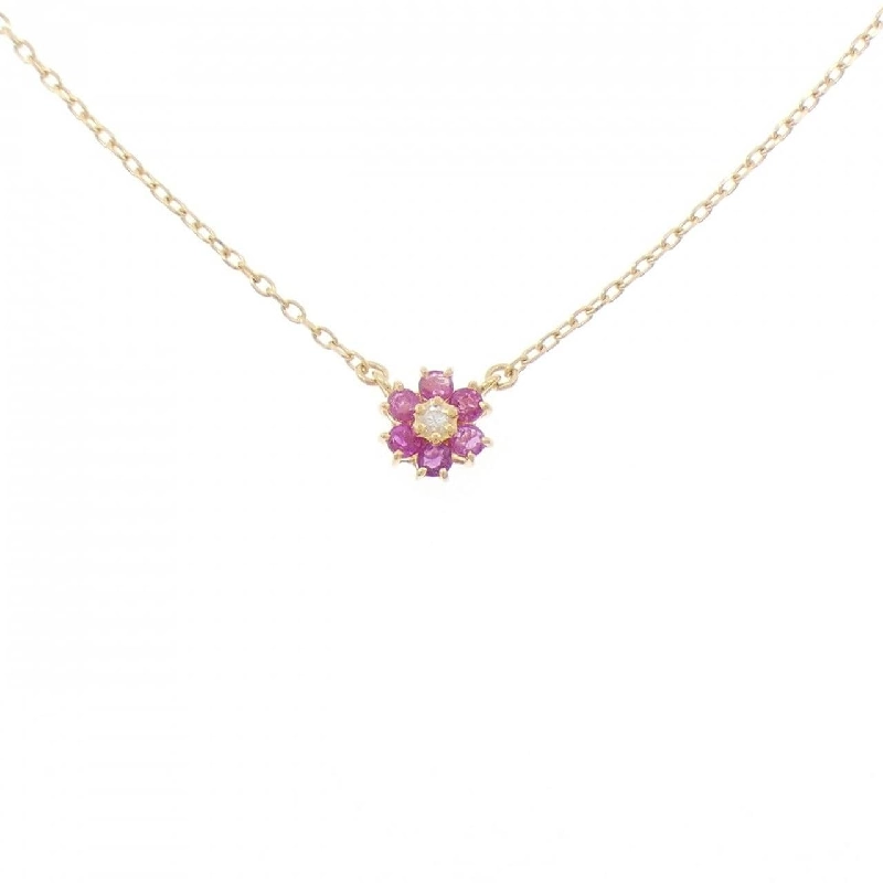 K18YG Hoa Hồng Ruby Dây Chuyền - Hàng hiệu Chính hãng 858368