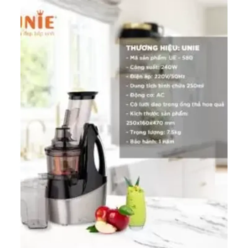 💎 UNIE USJAC91S – Ép rau củ & trái cây nhanh chóng, vận hành êm ái, độ ồn <60dB! 715320