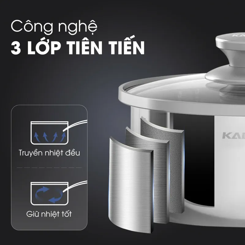 Quánh inox Kalite KSP1601 16cm 3 lớp inox 304 cao cấp, an toàn bền đẹp mới 100% chính hãng 574417