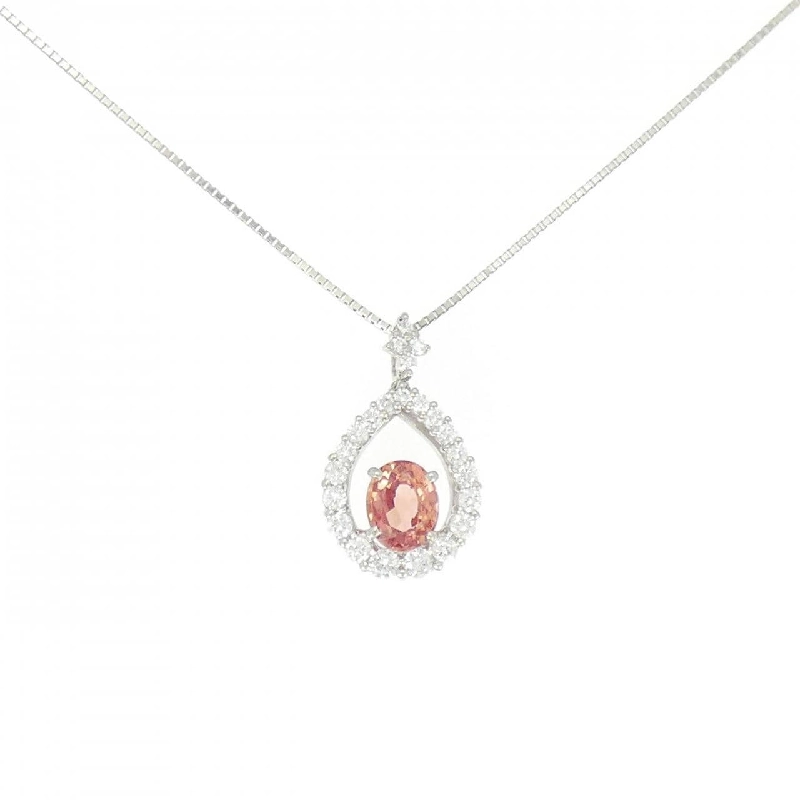 Dây chuyền sapphire padparadscha PT900/PT850 0.954CT - Hàng hiệu Authentic 860420