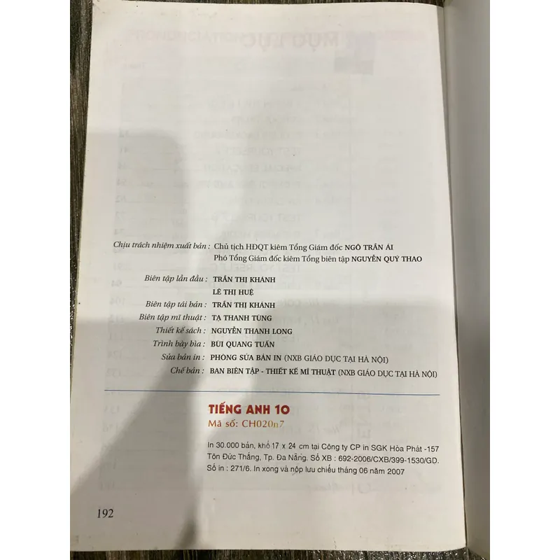 SÁCH GIÁO KHOA TIẾNG ANH 10 ***NĂM 2007***TẶNG QUÀ 0Đ + FREESHIP  606134