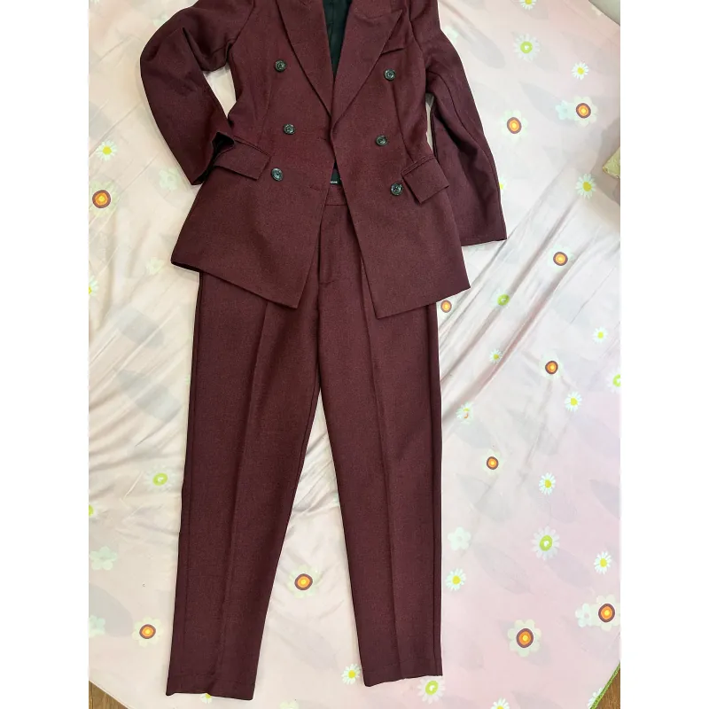 Set đồ vest công sở thanh lịch. Size S, màu đỏ tía, sử dụng 1 lần duy nhất 606238