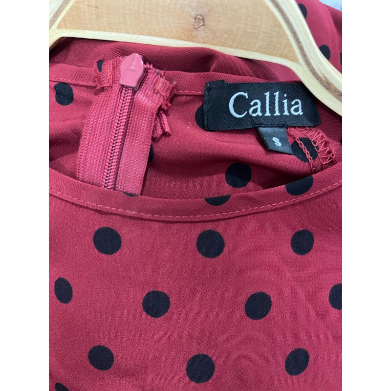 Áo dài Callia đỏ đô chấm bi 506450
