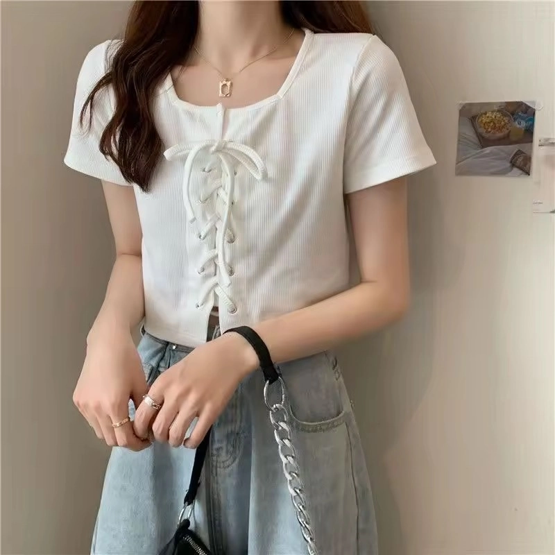 Áo Thun Nữ Spice Phiên Bản Hàn Quốc Áo Crop Top Gợi Cảm Phong Cách Instagram Ngắn Tay 496869