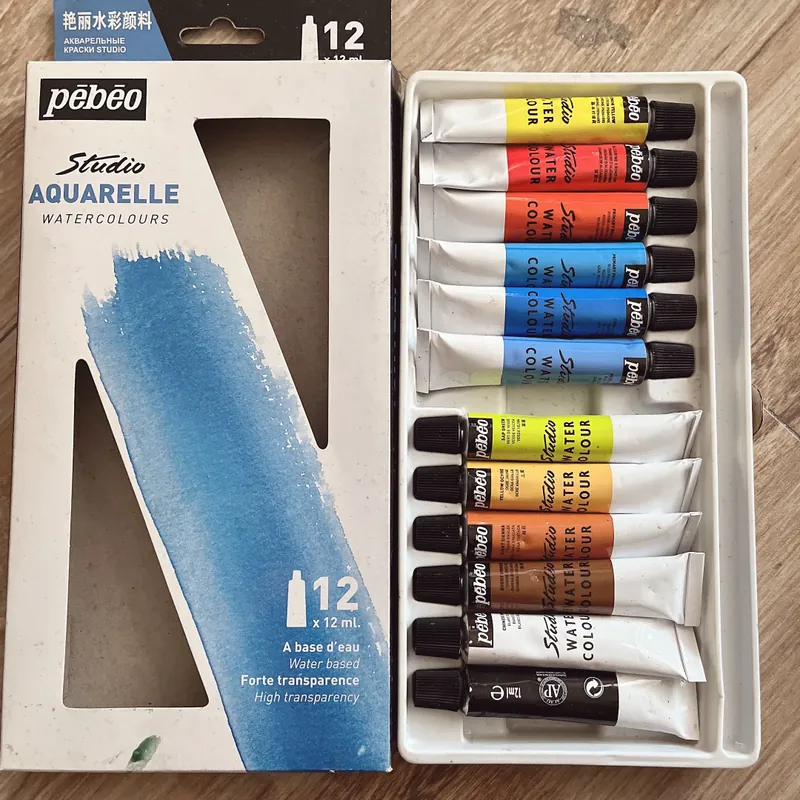 (2hand) Combo bút màu nước + màu nước + màu acrylic đã qua sử dụng  737059