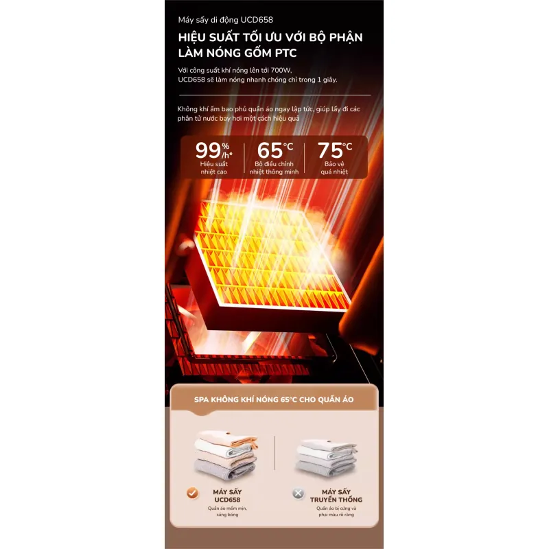 ⚡ UNIE UCD658 – Tủ sấy quần áo khô nhanh, tiện lợi 789010