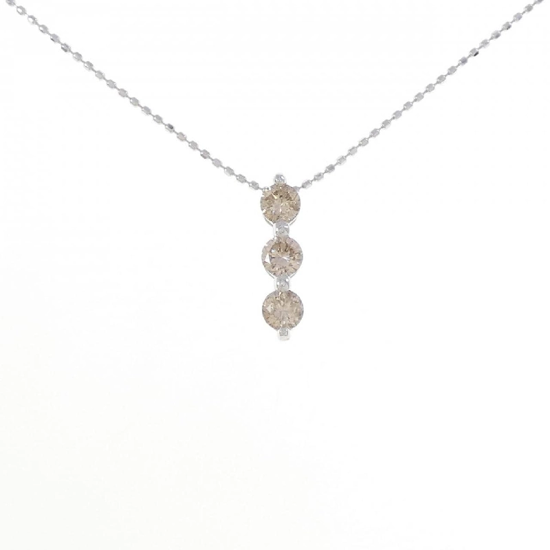 K18WG Dây chuyền kim cương ba viên 0.5CT - Hàng hiệu Authentic 857895