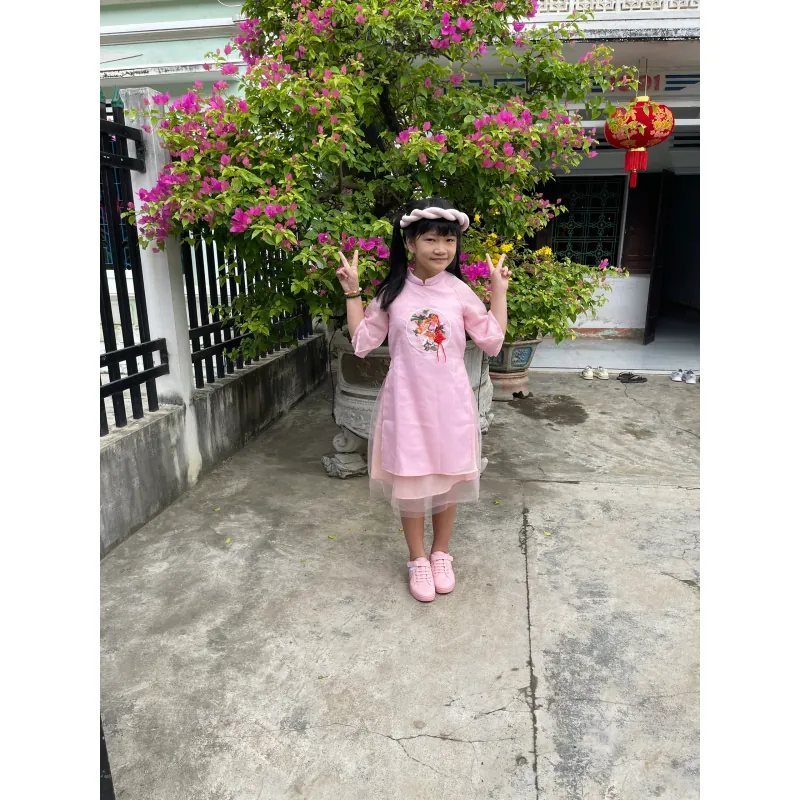 Áo dài cộng vấn màu hồng  800038