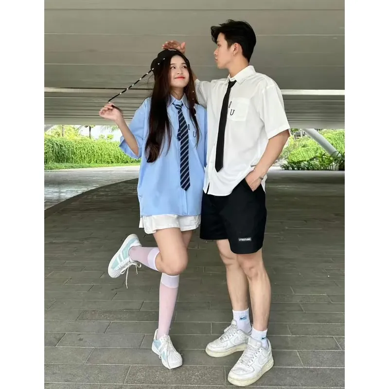 Áo sơ mi xanh kèm cà vạt 728163