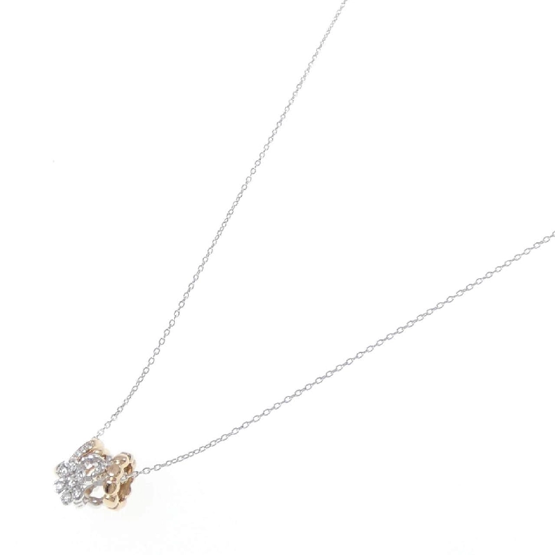 Dây chuyền kim cương hoa K18WG/K18PG 0.02CT - Hàng hiệu Authentic 860016