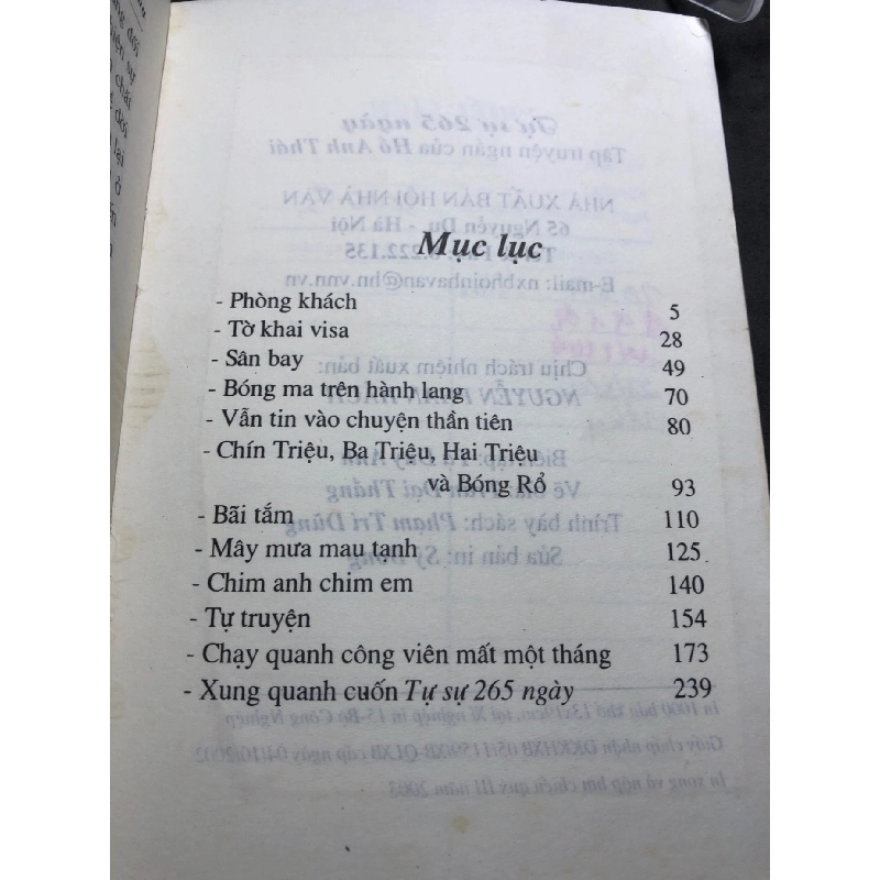 Tự sự 265 ngày mới 70% ố bẩn có dấu mộc và viết nhẹ trang đầu 2003 Hồ Anh Thái HPB0906 SÁCH VĂN HỌC 914718
