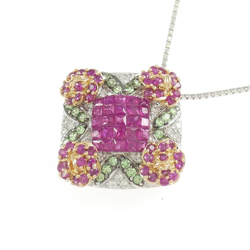 K18 Ba màu Đá quý Dây chuyền - Hàng hiệu Chính hãng 861101