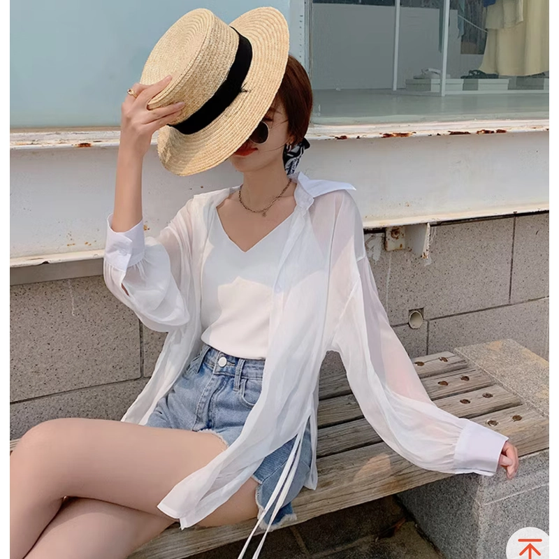Áo sơ mi trắng mỏng đi biển 544011