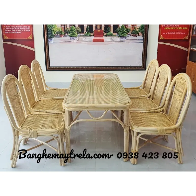 Bàn ghế ăn mây tre 783595