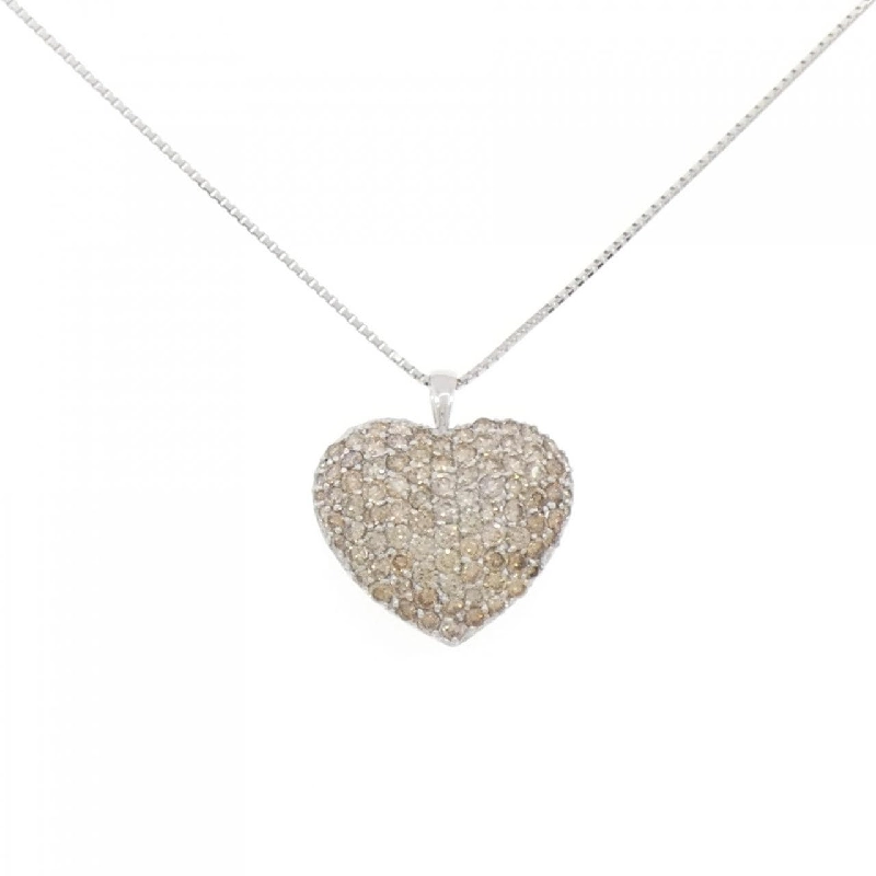 K18WG Pave Heart Diamond Necklace 3.25CT - Hàng hiệu Authentic 862688