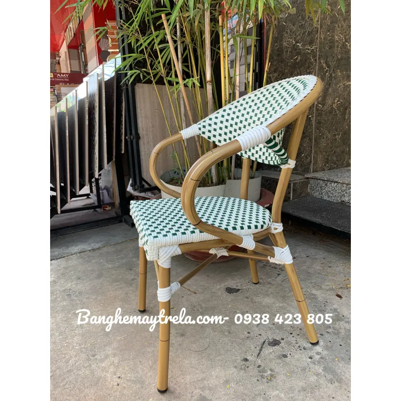 Ghế cafe nhựa giả mây khung nhôm 589056