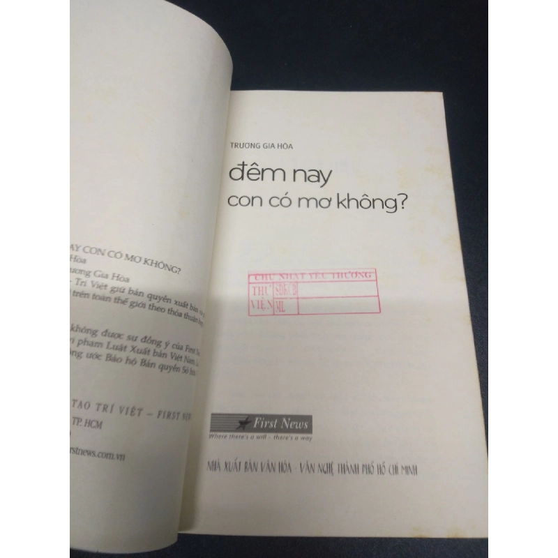 Đêm nay con có mơ không? năm 2017 mới 70% ố vàng có mộc đỏ đầu sách HCM0103 văn học 913187