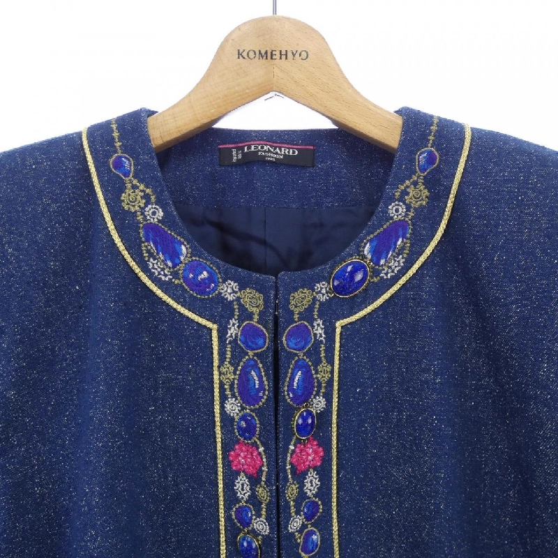 【Mã giảm giá】【Cổ điển】Thời trang Leonar LEONARD FASHION Áo khoác không cổ 640334