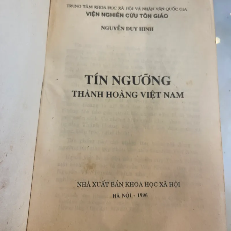 TÍN NGƯỠNG THÀNH HOÀNG VIỆT NAM - NGUYỄN DUY HINH  1027533