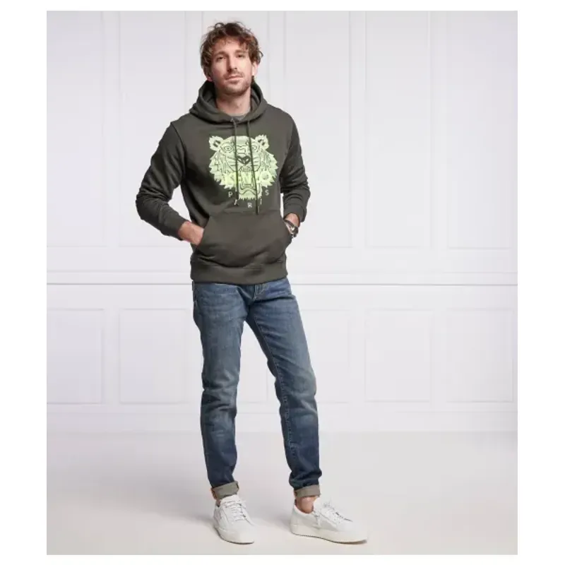 Áo hoodie Kenzo Paris thêu đầu hổ màu xanh lá rêu 760759