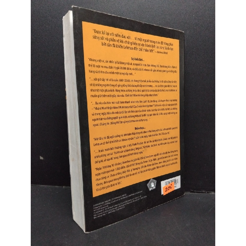 Ảo mộng Lehman Brothers mới 60% bẩn bìa, ố, tróc bìa, tróc gáy 2009 HCM2410 Lawrence G.McDonald, Patrick Robinson KINH TẾ - TÀI CHÍNH - CHỨNG KHOÁN 307833